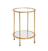 Beistelltisch 20286, 55cm (H), 38x38cm (BxT), rund, glasklar / gold