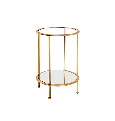 Beistelltisch 20286, 55cm (H), 38x38cm (BxT), rund, glasklar / gold