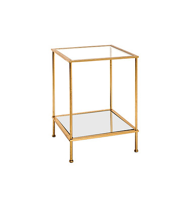 Beistelltisch 20287, 55cm (H), 39x39cm (BxT), rechteckig, glasklar / gold