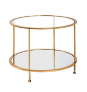 Beistelltisch 20288, 45cm (H), 60x60cm (BxT), rund, glasklar / gold