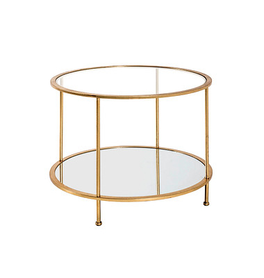 Beistelltisch 20288, 45cm (H), 60x60cm (BxT), rund, glasklar / gold