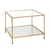 Beistelltisch 20289, 45cm (H), 60x60cm (BxT), rechteckig, glasklar / gold