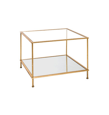 Beistelltisch 20289, 45cm (H), 60x60cm (BxT), rechteckig, glasklar / gold