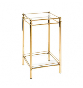 Beistelltisch 20321, 73cm (H), 40x40cm (BxT), rechteckig, glasklar / messing