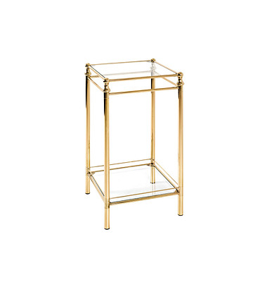 Beistelltisch 20321, 73cm (H), 40x40cm (BxT), rechteckig, glasklar / messing