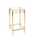 Beistelltisch 20321, 73cm (H), 40x40cm (BxT), rechteckig, glasklar / messing