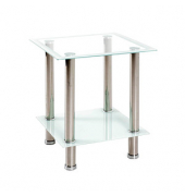 Beistelltisch 20378, 46cm (H), 40x40cm (BxT), rechteckig, glasklar / silber