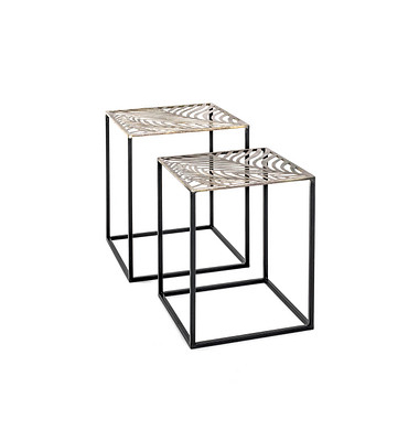 Beistelltisch 20557, 45/50cm (H), 38/40cmx35/40cm (BxT), rechteckig, bronze / schwarz