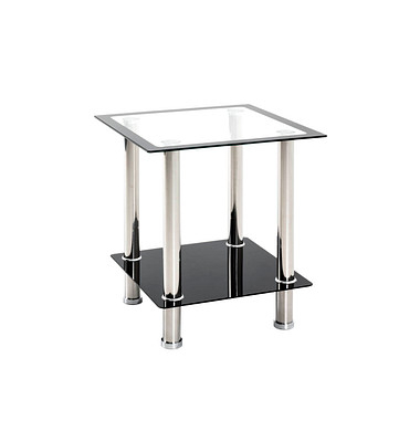 Beistelltisch 20578, 46cm (H), 40x40cm (BxT), rechteckig, silber / silber