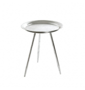 Beistelltisch 20710, 47cm (H), 38x38cm (BxT), rund, silber / silber