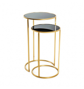 Beistelltisch 21218, 50/60cm (H), 30/35cmx30/35cm (BxT), rund, schwarz / gold