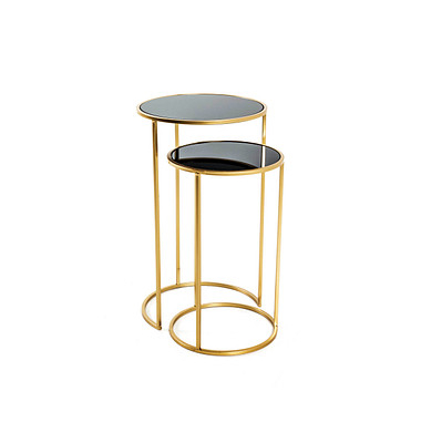 Beistelltisch 21218, 50/60cm (H), 30/35cmx30/35cm (BxT), rund, schwarz / gold