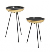Beistelltisch 21425, 56/66cm (H), 38/38cmx38/38cm (BxT), rund, gold / schwarz