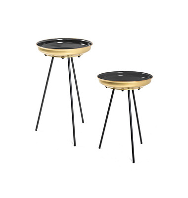 Beistelltisch 21425, 56/66cm (H), 38/38cmx38/38cm (BxT), rund, gold / schwarz