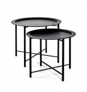 Couchtisch, 44/49cm (H), 52/62cmx52/62cm (BxT), rund, schwarz / schwarz