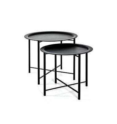 Couchtisch, 44/49cm (H), 52/62cmx52/62cm (BxT), rund, schwarz / schwarz