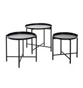 Beistelltisch 21512, 37/40/43cm (H), 39/43/48cmx39/43/48cm (BxT), rund, schwarz / schwarz