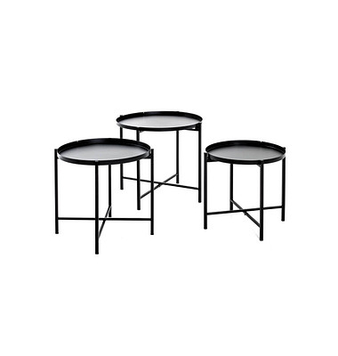 Beistelltisch 21512, 37/40/43cm (H), 39/43/48cmx39/43/48cm (BxT), rund, schwarz / schwarz