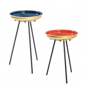 Beistelltisch 21525, 56/66cm (H), 38/38cmx38/38cm (BxT), rund, blau, rot / schwarz
