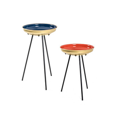 Beistelltisch 21525, 56/66cm (H), 38/38cmx38/38cm (BxT), rund, blau, rot / schwarz