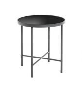 Beistelltisch 21805, 47cm (H), 40x40cm (BxT), rund, schwarz / schwarz