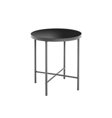 Beistelltisch 21805, 47cm (H), 40x40cm (BxT), rund, schwarz / schwarz