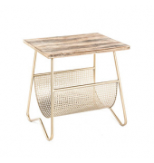 Beistelltisch 22219, 51cm (H), 50x40cm (BxT), rechteckig, buche / gold