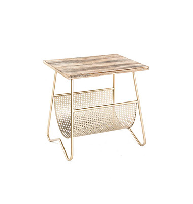 Beistelltisch 22219, 51cm (H), 50x40cm (BxT), rechteckig, buche / gold
