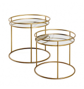Beistelltisch 22225, 40/48cm (H), 44/52cmx44/52cm (BxT), rund, glasklar / gold