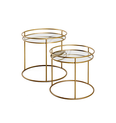 Beistelltisch 22225, 40/48cm (H), 44/52cmx44/52cm (BxT), rund, glasklar / gold