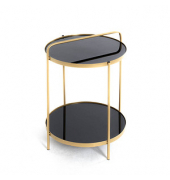 Beistelltisch 22295, 51cm (H), 38x38cm (BxT), rund, schwarz / gold