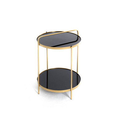 Beistelltisch 22295, 51cm (H), 38x38cm (BxT), rund, schwarz / gold