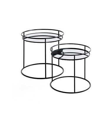 Beistelltisch 22525, 48/52cm (H), 40/42cmx40/42cm (BxT), rund, Spiegel / schwarz