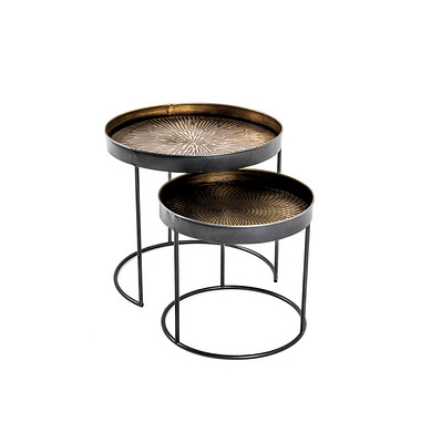 Beistelltisch 22531, 38/48cm (H), 41/51cmx41/51cm (BxT), rund, kupfer / gold