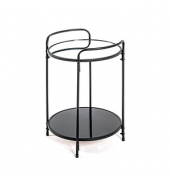 Beistelltisch 22556, 50cm (H), 37x37cm (BxT), rund, Spiegel / schwarz