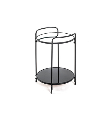 Beistelltisch 22556, 50cm (H), 37x37cm (BxT), rund, Spiegel / schwarz
