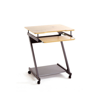 Computertisch, 75cm (H), 60x49cm (BxT), rechteckig, eiche hell / schwarz