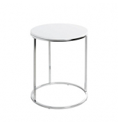 Beistelltisch 23378, 40cm (H), 50x50cm (BxT), rund, weiß / chrom