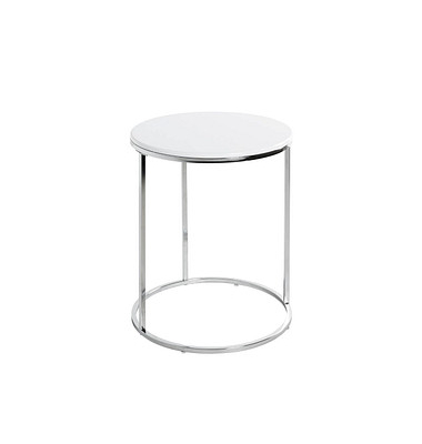 Beistelltisch 23378, 40cm (H), 50x50cm (BxT), rund, weiß / chrom