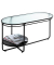 Couchtisch, 49cm (H), 90x42cm (BxT), oval, Milchglas / schwarz