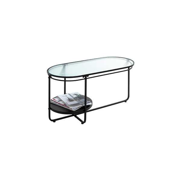 4001070235862 - Couchtisch 49cm (H) 90x42cm (BxT) oval Milchglas schwarz 4001070235862 HAKU Möbel 4001070235862 - Couchtisch 49cm (H) 90x42cm (BxT) oval Milchglas schwarz 4001070235862 HAKU Möbel