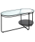 Couchtisch, 49cm (H), 90x42cm (BxT), oval, Milchglas / schwarz