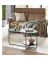 Couchtisch, 49cm (H), 90x42cm (BxT), oval, Milchglas / schwarz