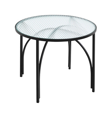Beistelltisch 23589, 40cm (H), 50x50cm (BxT), rund, Milchglas / schwarz