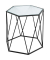 Beistelltisch 23590, 46cm (H), 46x40cm (BxT), sechseckig, Milchglas / schwarz
