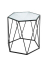 Beistelltisch 23590, 46cm (H), 46x40cm (BxT), sechseckig, Milchglas / schwarz