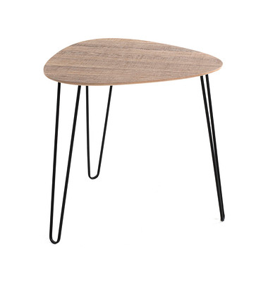 Beistelltisch 24368, 48cm (H), 48x48cm (BxT), oval, eiche / schwarz