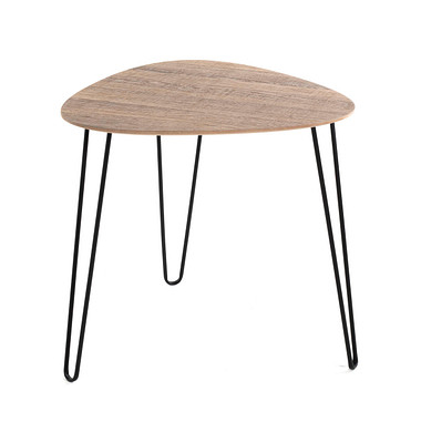 Beistelltisch 24369, 43cm (H), 40x40cm (BxT), oval, eiche / schwarz
