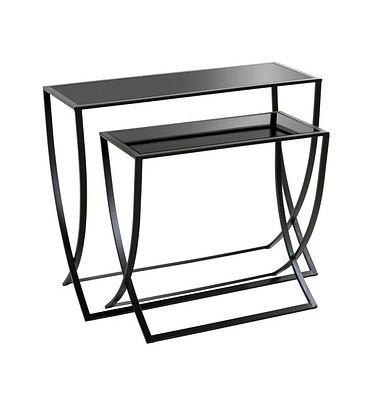 Beistelltisch 24595, 55/65cm (H), 60/80cmx30/30cm (BxT), rechteckig, schwarz / schwarz