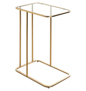 Beistelltisch 24741, 65cm (H), 45x30cm (BxT), rechteckig, glasklar / gold